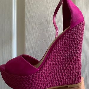 Hot pink Aldo woven wedge